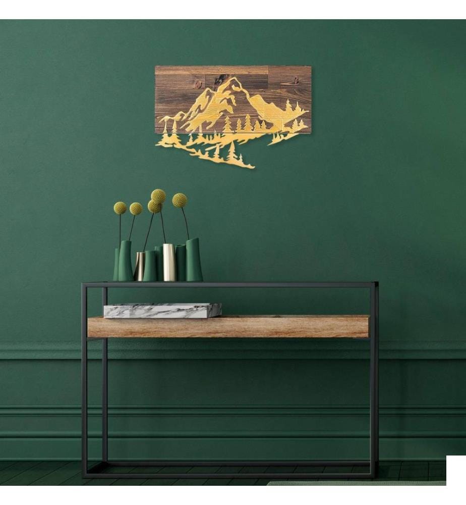 Accessoire mural décoratif en bois, noyer doré, 50% bois