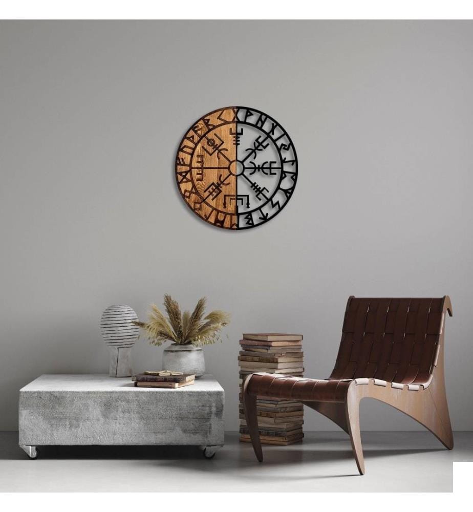 Accessoire mural décoratif en bois, noyer noir, 50% bois - 50% métal