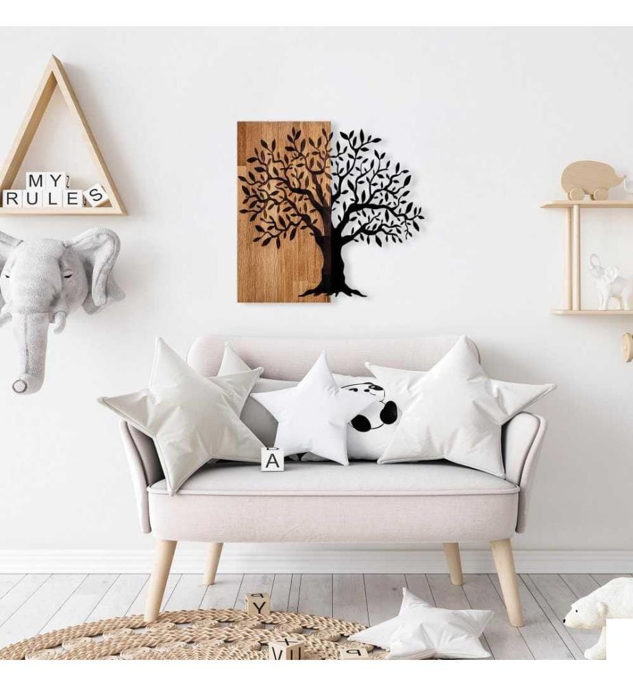 Accessoire mural décoratif en bois, noyer noir, bois