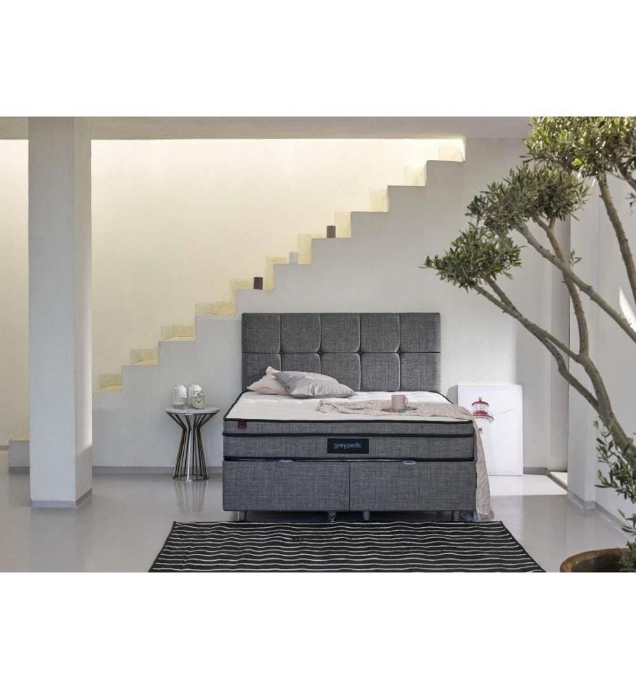 Matelas, blanc, gris, housse en satin de coton, une face ultra ferme - une face ferme