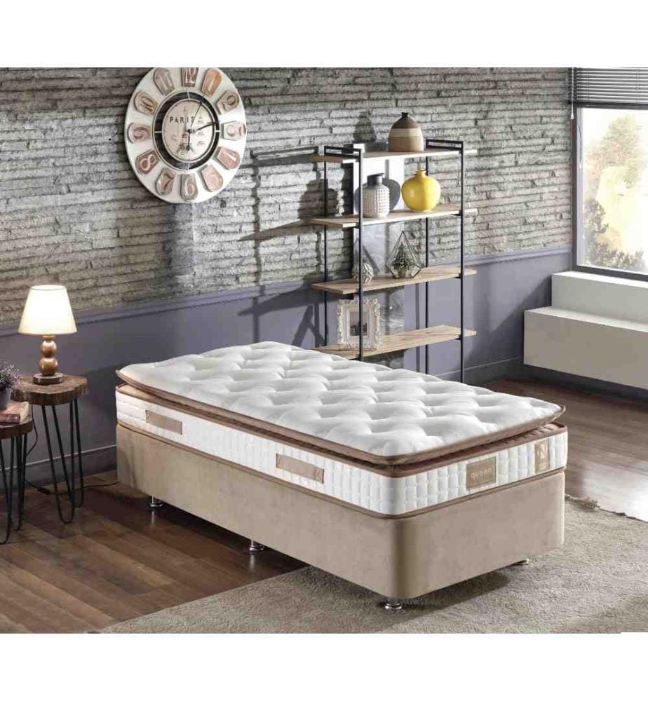Matelas, blanc, marron, housse en tissu tissé, une face rembourrée