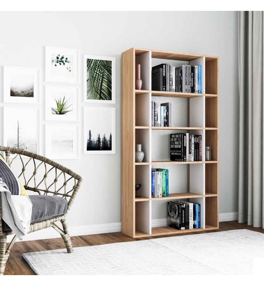Bibliothèque, chêne, blanc, panneau de particules mélaminé
