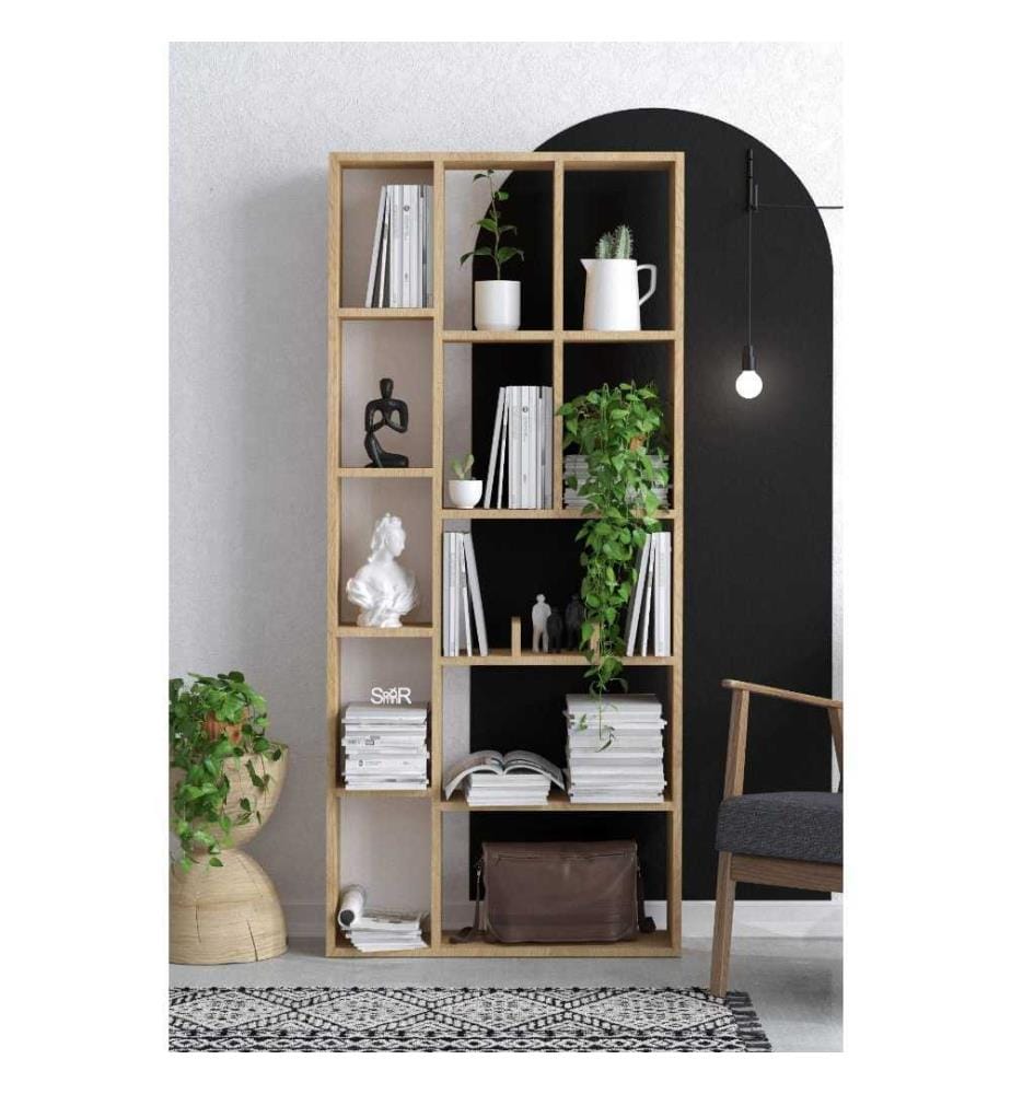 Bibliothèque, chêne saphir, panneau de particules mélaminé