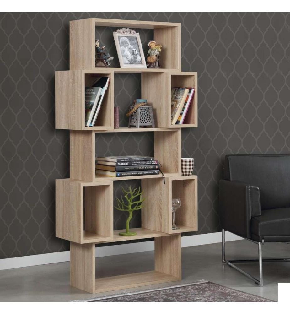 Bibliothèque, chêne clair, panneau de particules mélaminé