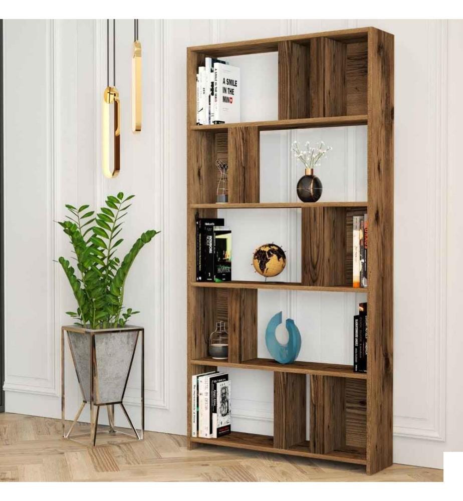 Bibliothèque, noyer, panneau de particules mélaminé