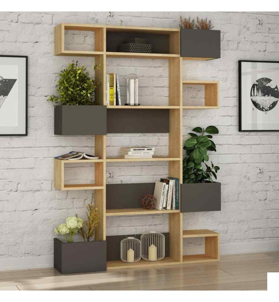Bibliothèque, Chêne, Anthracite, Panneau de particules mélaminé