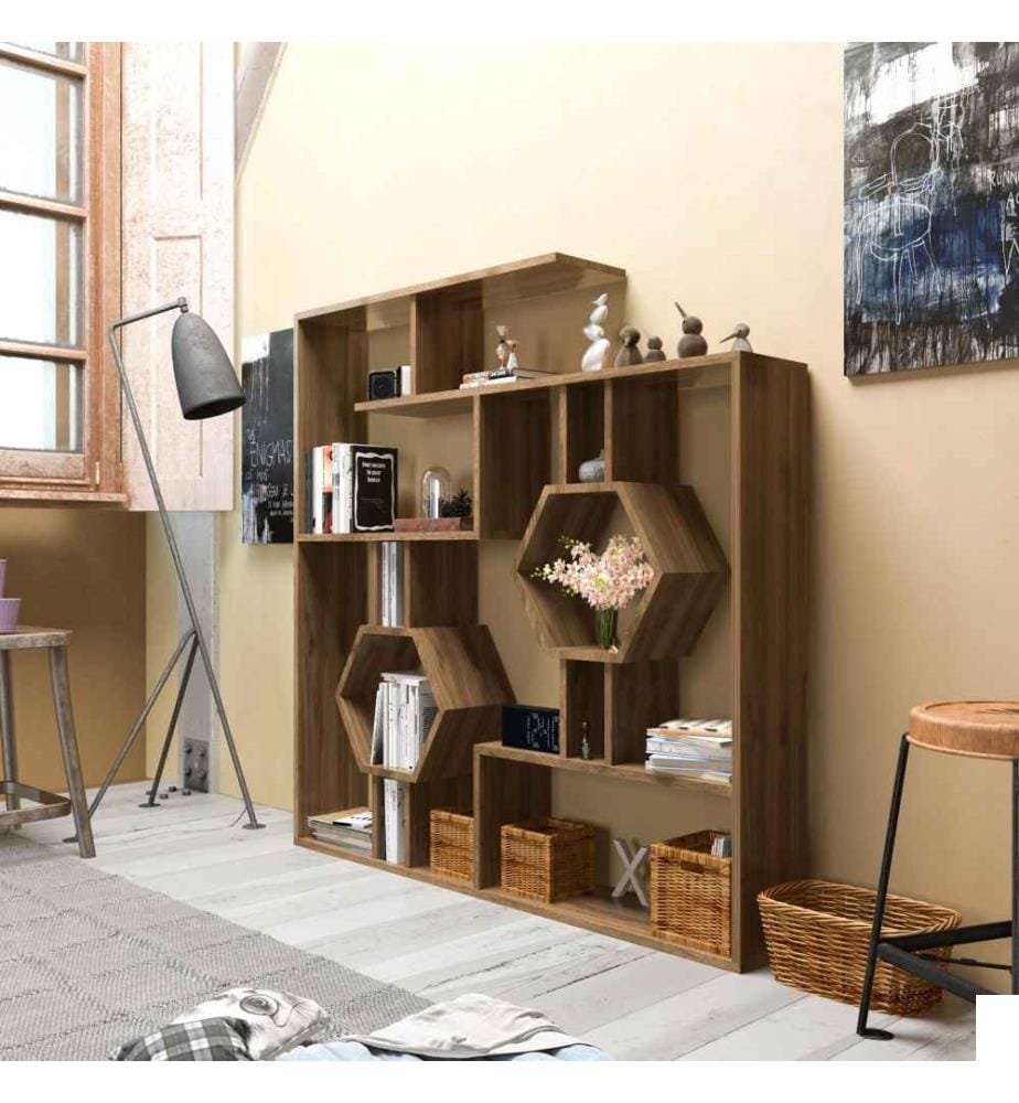 Bibliothèque, noyer, panneau de particules mélaminé