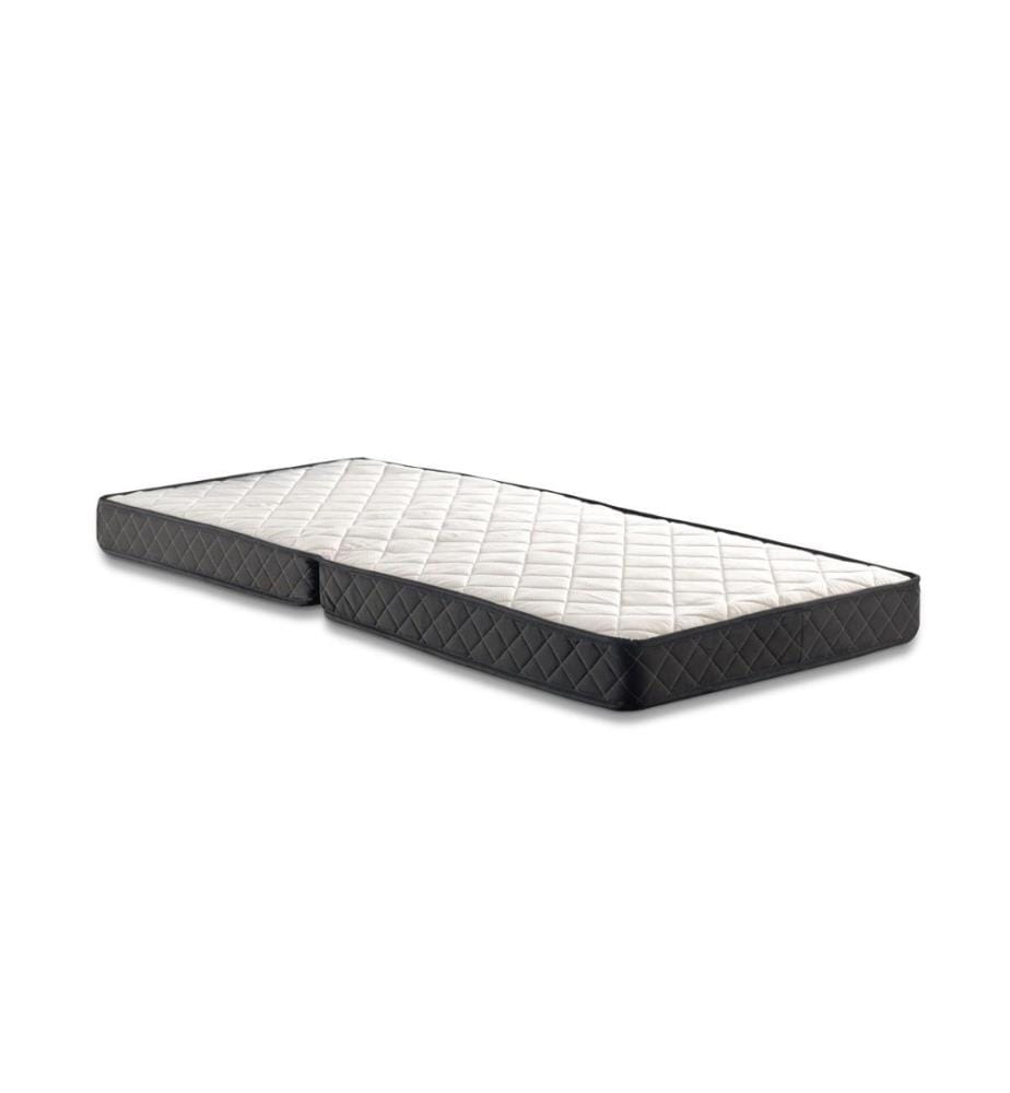 Lit pliant, blanc, noir, matelas à ressorts, 2 plis, bord matelassé