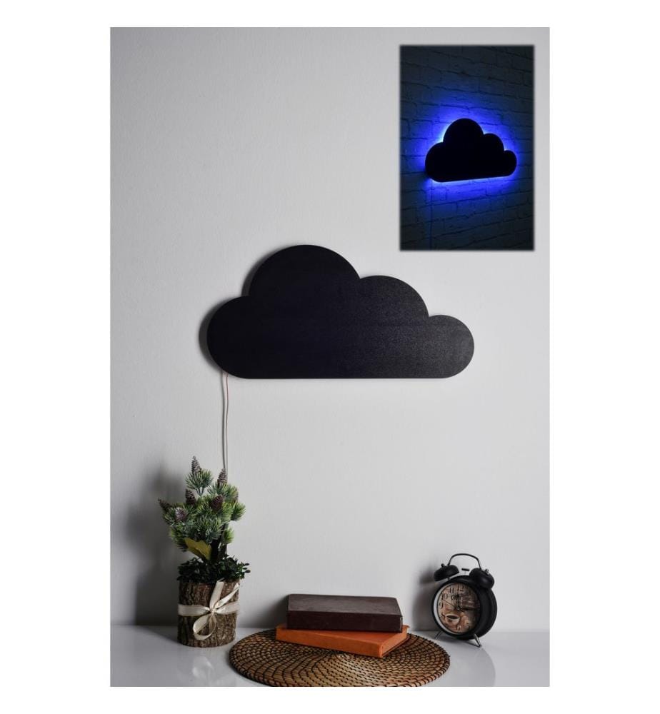 Éclairage décoratif à LED, bleu, socle en MDF noir, 60 LEDs/m de bande LED
