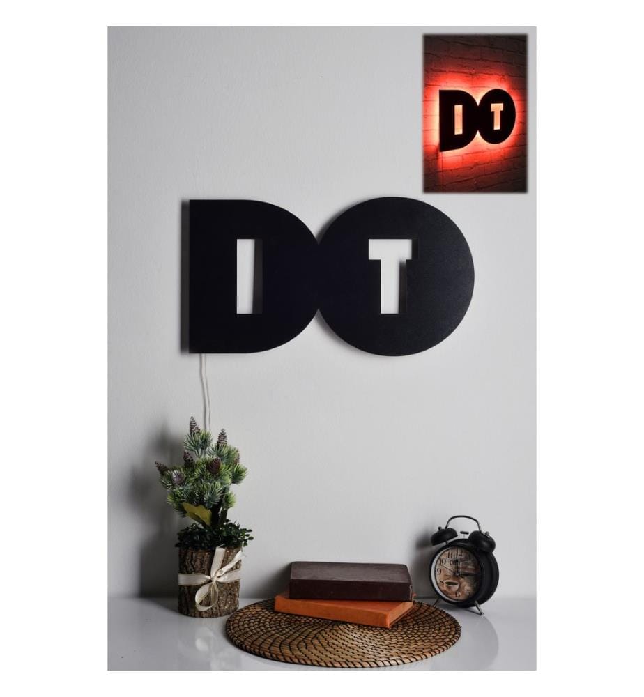 Eclairage décoratif à LED, rouge, socle en MDF noir, 60 LED/mètre de bande LED