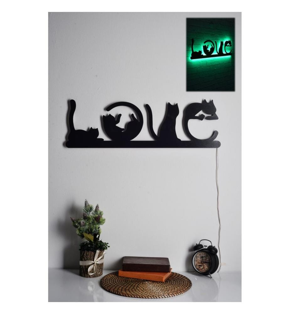 Éclairage décoratif à LED, vert, socle en panneau MDF noir, 60 LED/mètre de bande LED