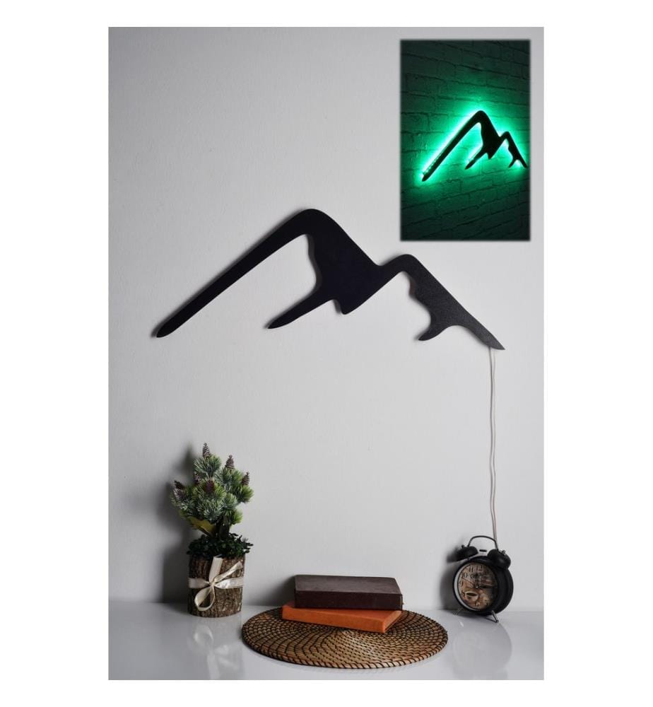 Éclairage décoratif à LED, vert, socle en panneau MDF noir, 60 LED/mètre de bande LED