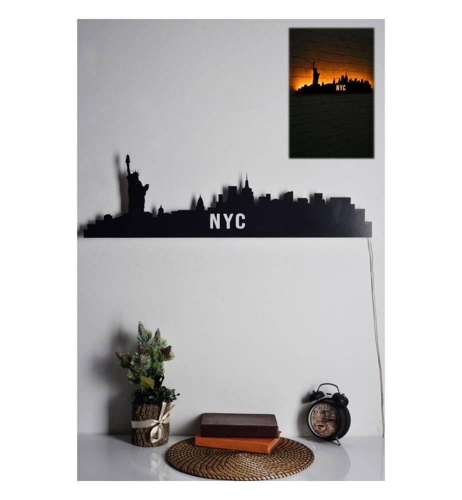 Éclairage décoratif à LED, jaune, socle en MDF noir, 60 LEDs/m de bande LED