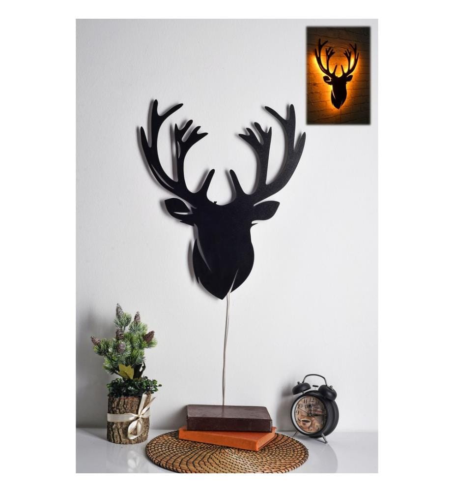 Éclairage décoratif à LED, jaune, socle en MDF noir, 60 LEDs/m de bande LED