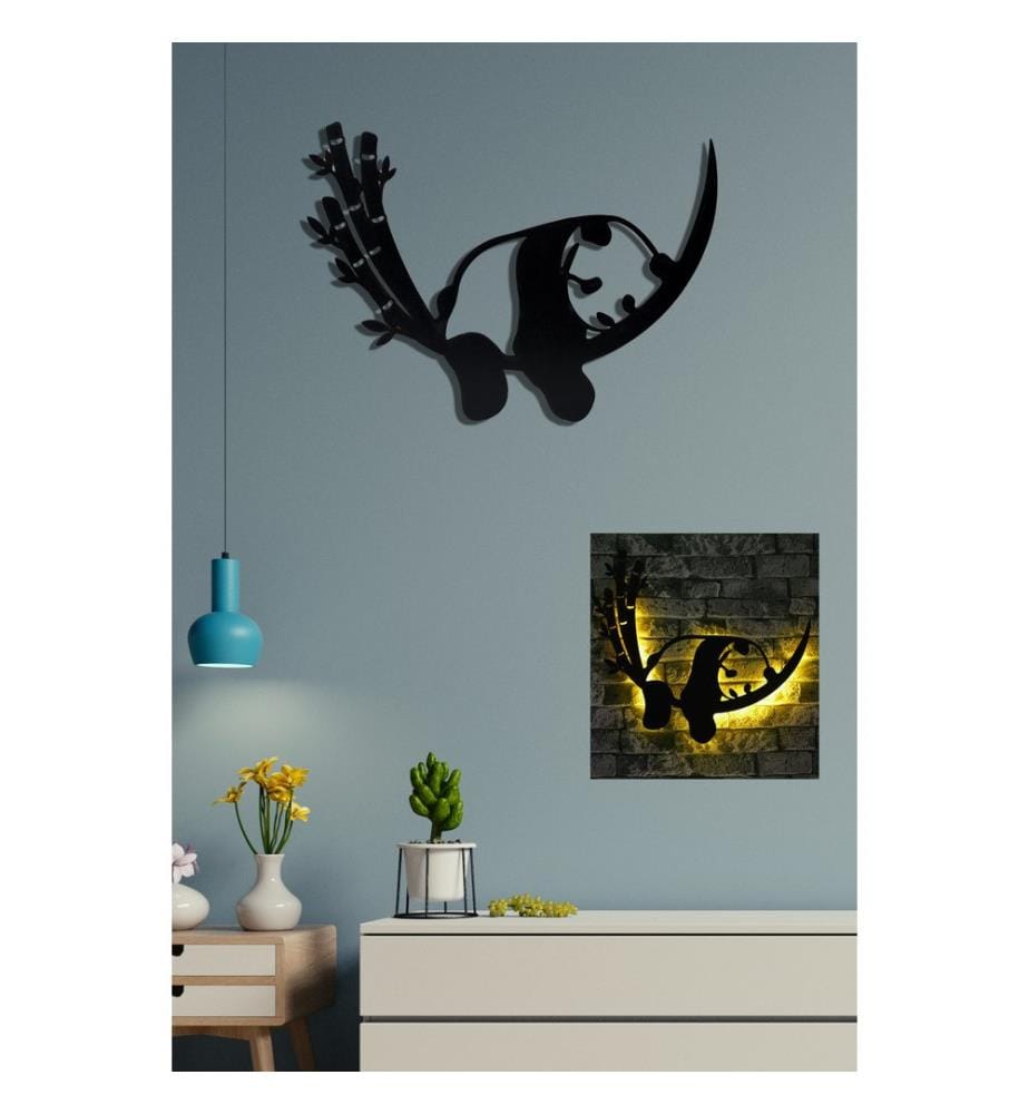 Éclairage décoratif à LED, jaune, socle en MDF noir, 60 LEDs/m de bande LED