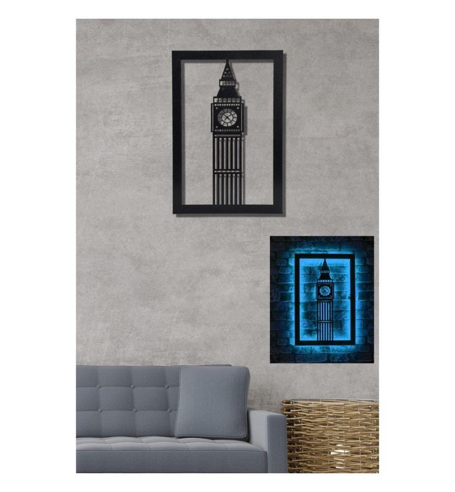 Éclairage décoratif à LED, bleu, socle en MDF noir, 60 LEDs/m de bande LED