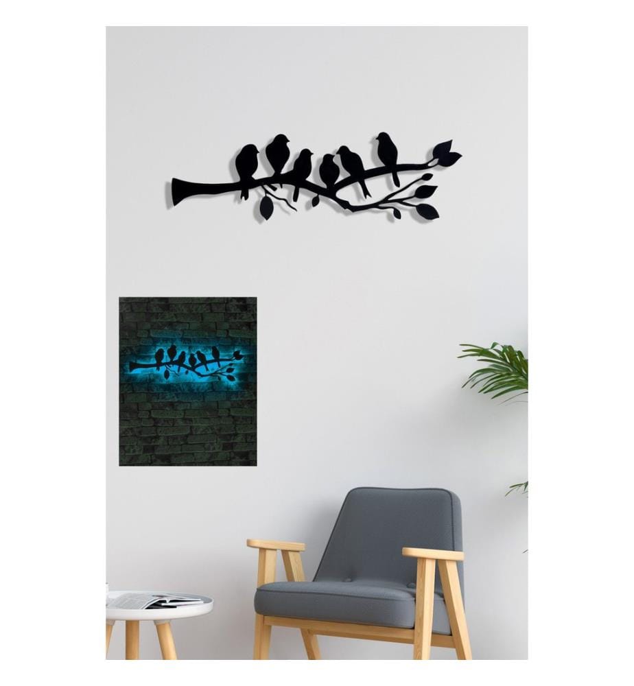Éclairage décoratif à LED, bleu, socle en MDF noir, 60 LEDs/m de bande LED