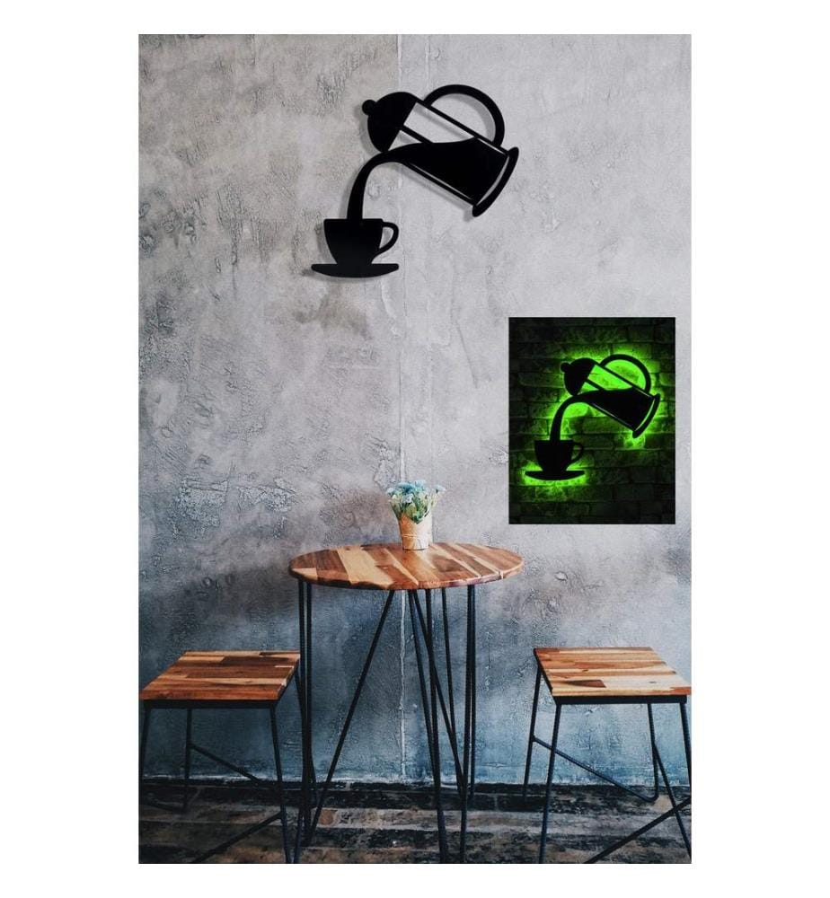Éclairage décoratif à LED, vert, socle en panneau MDF noir, 60 LED/mètre de bande LED
