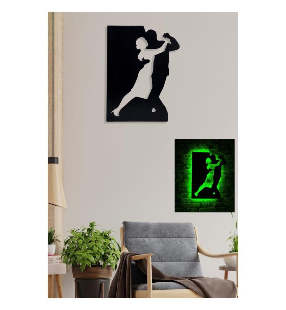 Éclairage décoratif à LED, vert, socle en panneau MDF noir, 60 LED/mètre de bande LED