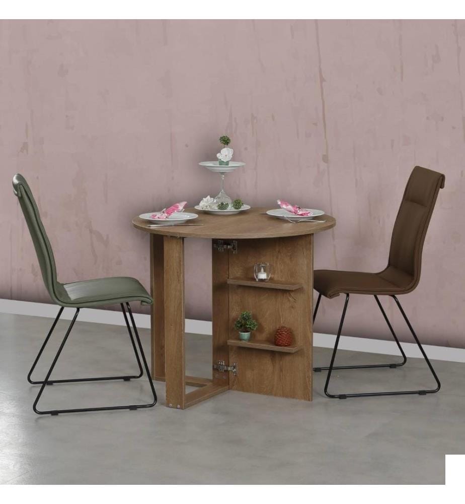 Table pliante, chêne caucasien, panneau de particules mélaminé