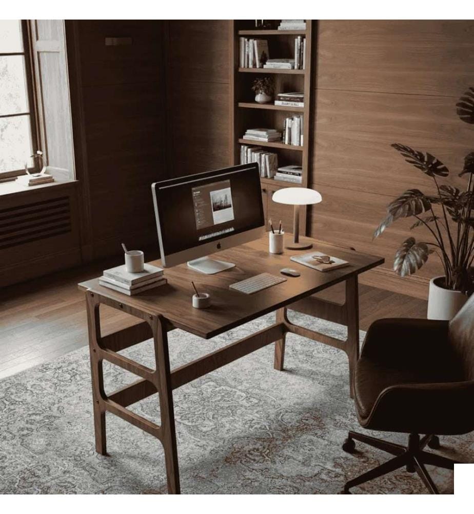 Bureau d'étude, 100 % contreplaqué de corne, noyer
