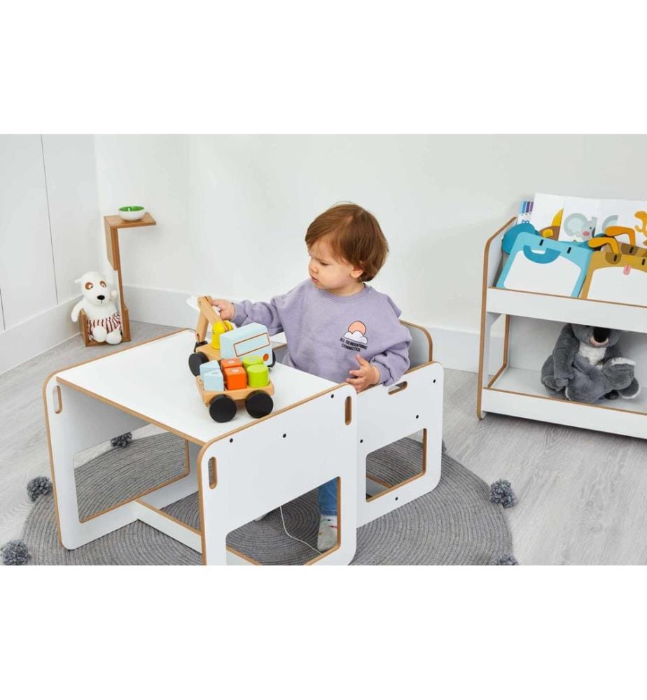 Ensemble table et chaises pour enfants, 100 % MDF, blanc
