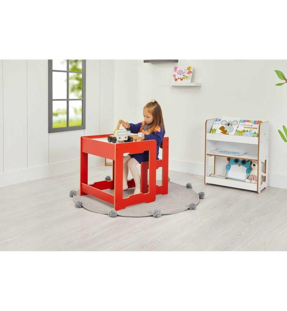Ensemble table et chaises pour enfants, 100 % MDF, rouge et blanc