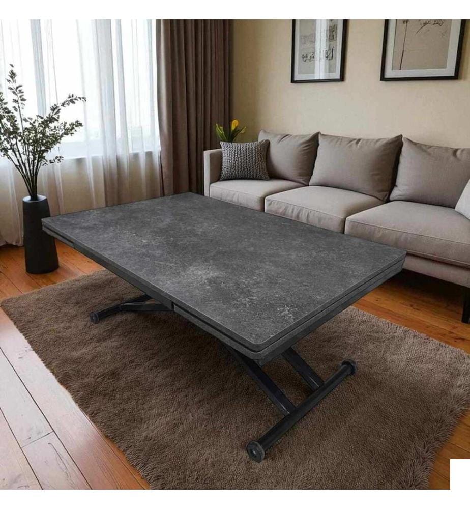 Table de salle à manger extensible, 100 % MDF, anthracite, noir