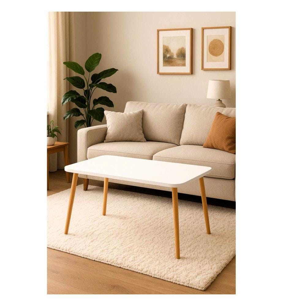Table basse, panneau de particules 100 % mélaminé, blanc