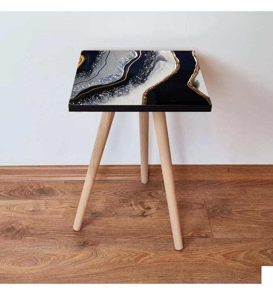 Table d'appoint, 100 % MDF, noir, or, blanc