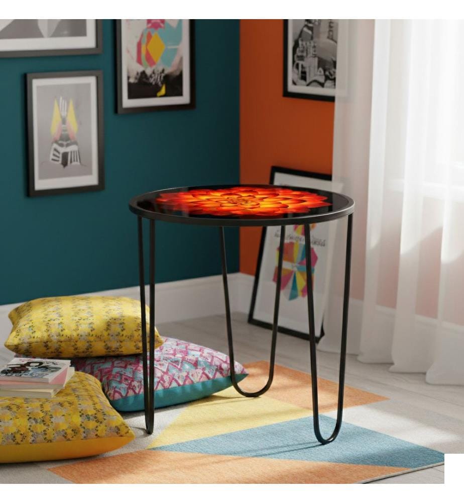 Table basse, 100 % verre trempé, multicolore