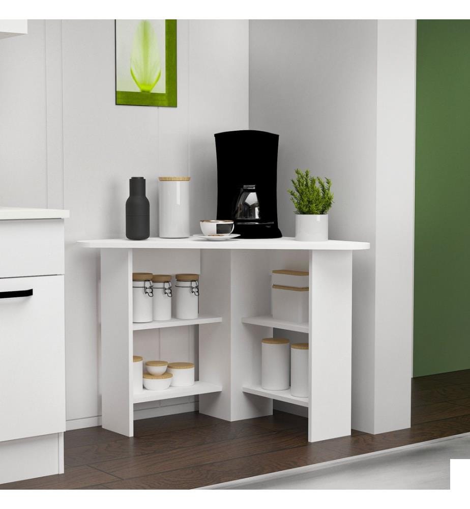 Table de cuisine, panneau de particules 100 % mélaminé, blanc