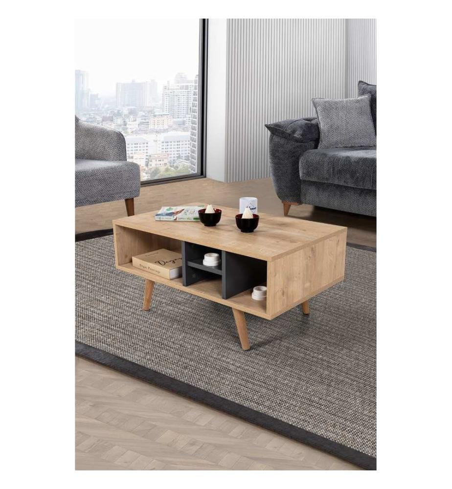 Table basse, panneau de particules 100 % mélaminé, chêne saphir, anthracite