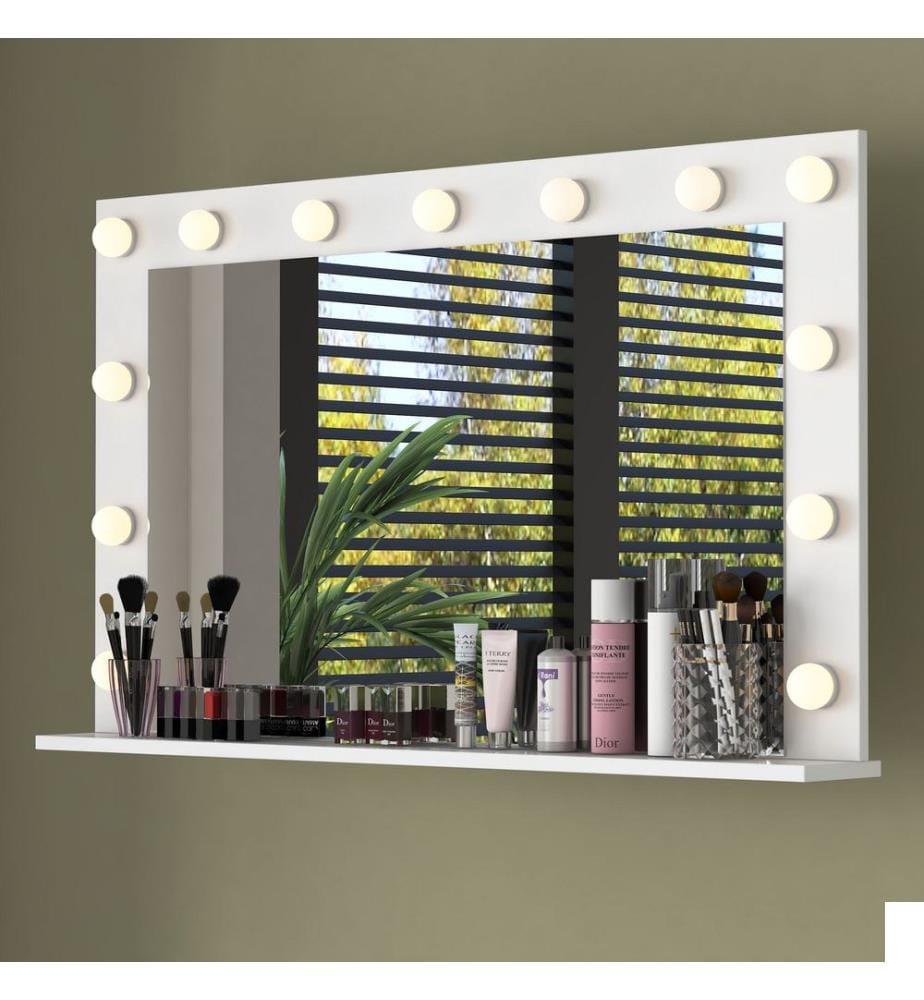 Table de maquillage, panneau de particules mélaminé 100 % qualité E1, blanc