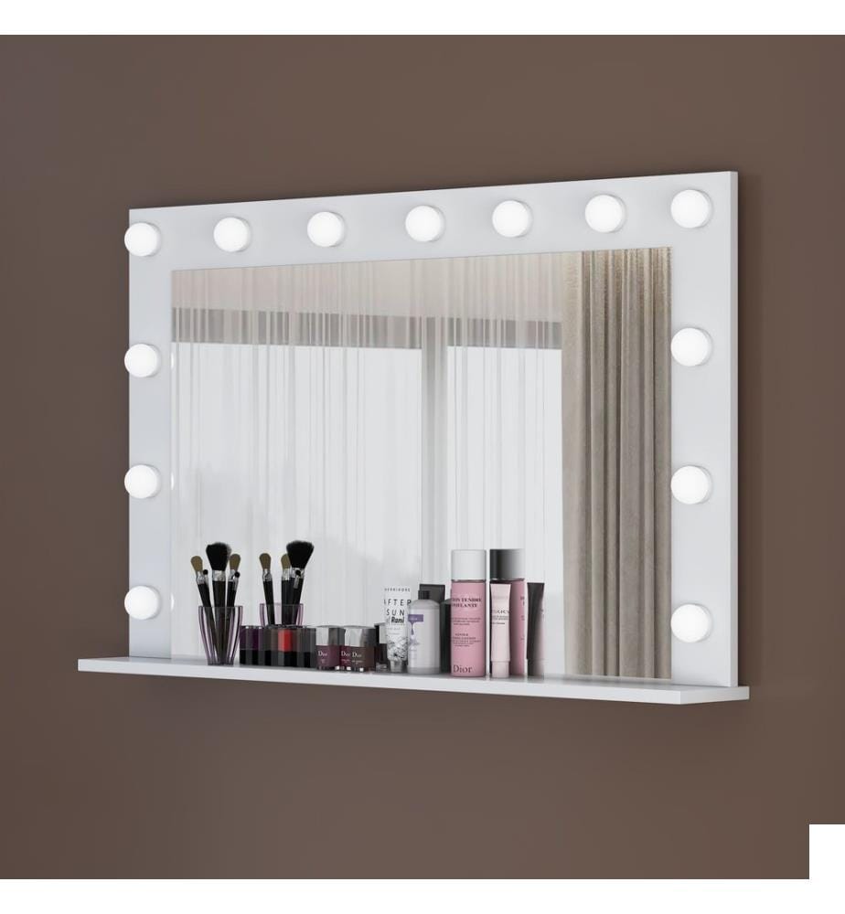 Table de maquillage, panneau de particules mélaminé 100 % qualité E1, blanc