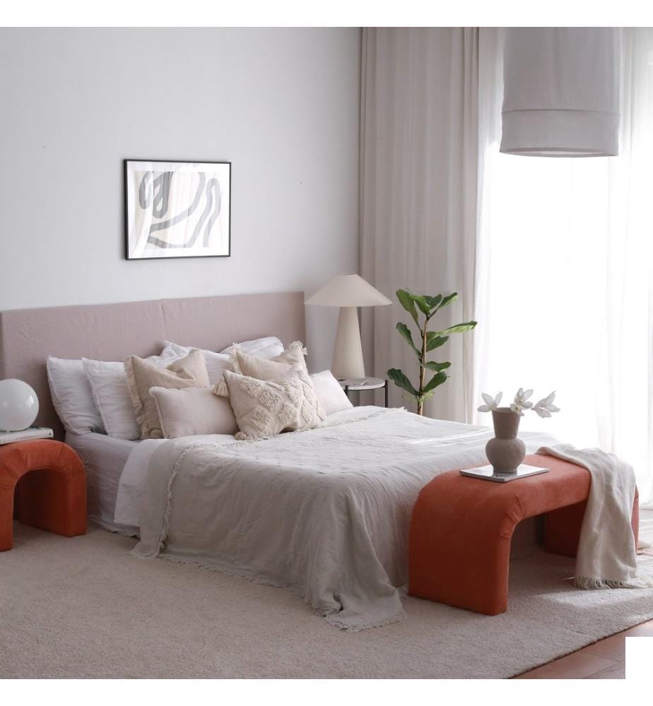 Pouf, Coral, 100% Polyester, Cadre : Beech Tree Hêtre