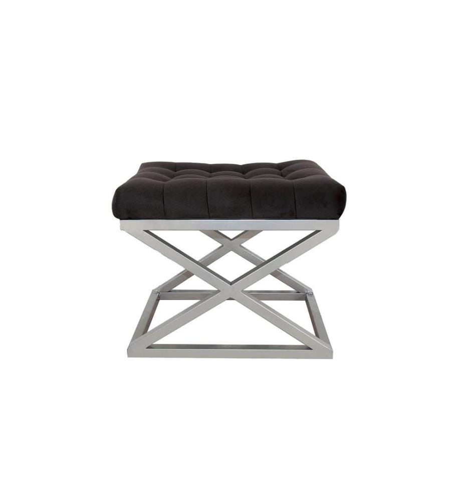 Pouf, argent, noir, cadre : 100% métal, tissu : 100% polyester 100% polyester Babyface