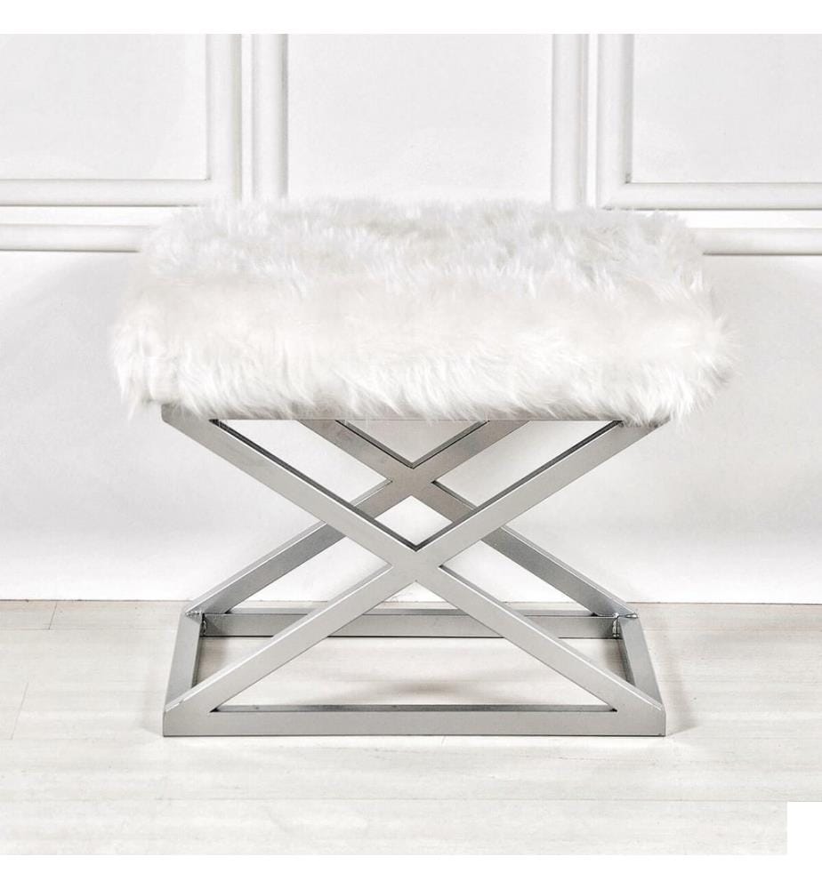 Pouf, argenté, blanc, cadre : 100% métal, tissu : 100% polyester Babyface 100% métal, tissu : 100% polyester 100% polyester Babyface