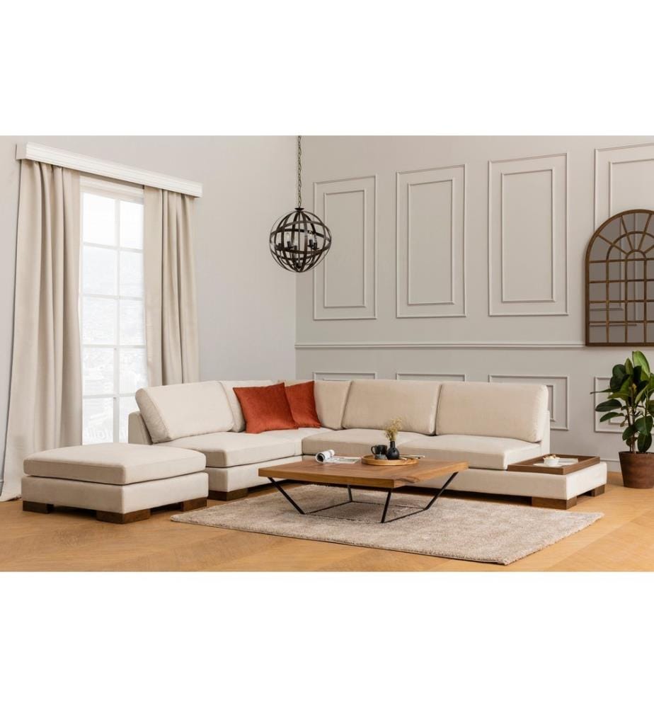 Beige, Canapé Lit, Bois Cadre De Hêtre , Panneau De Planche
