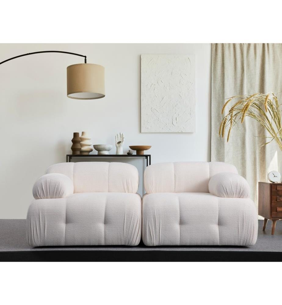 Canapé 2 places, blanc, structure : BOIS DE HÊTRE / AGRAGÉ, tissu : 100 % POLYESTER, pieds en plastique