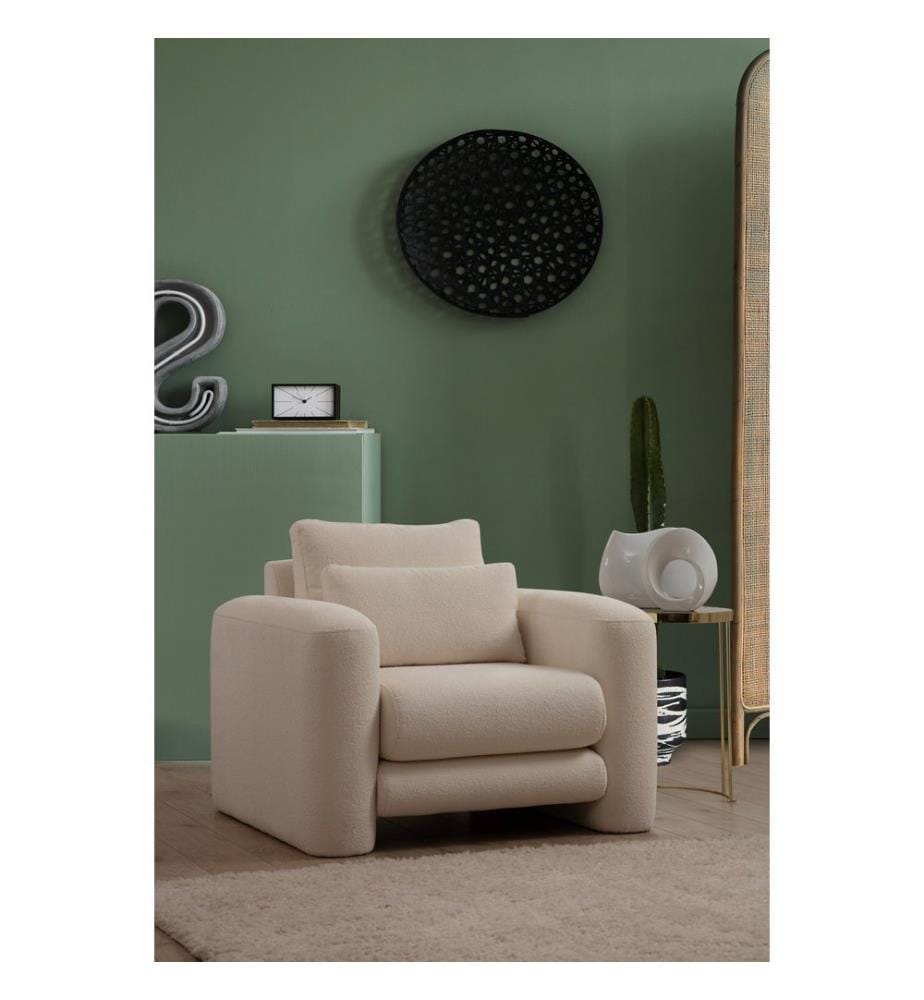Chaise à oreilles, crème, châssis : Bois de hêtre / Chipboard, tissu : 100% polyester