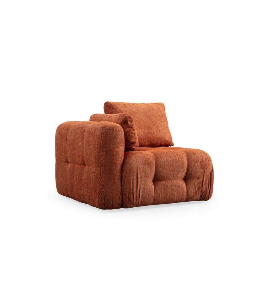 Canapé 1 place, orange, structure : BOIS DE HÊTRE / AGRAGÉ, tissu : 100 % POLYESTER