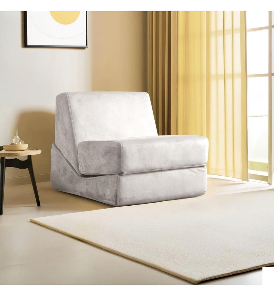 Canapé-lit 1 place, crème, structure : SANS STRUCTURE, tissu : 100 % POLYESTER