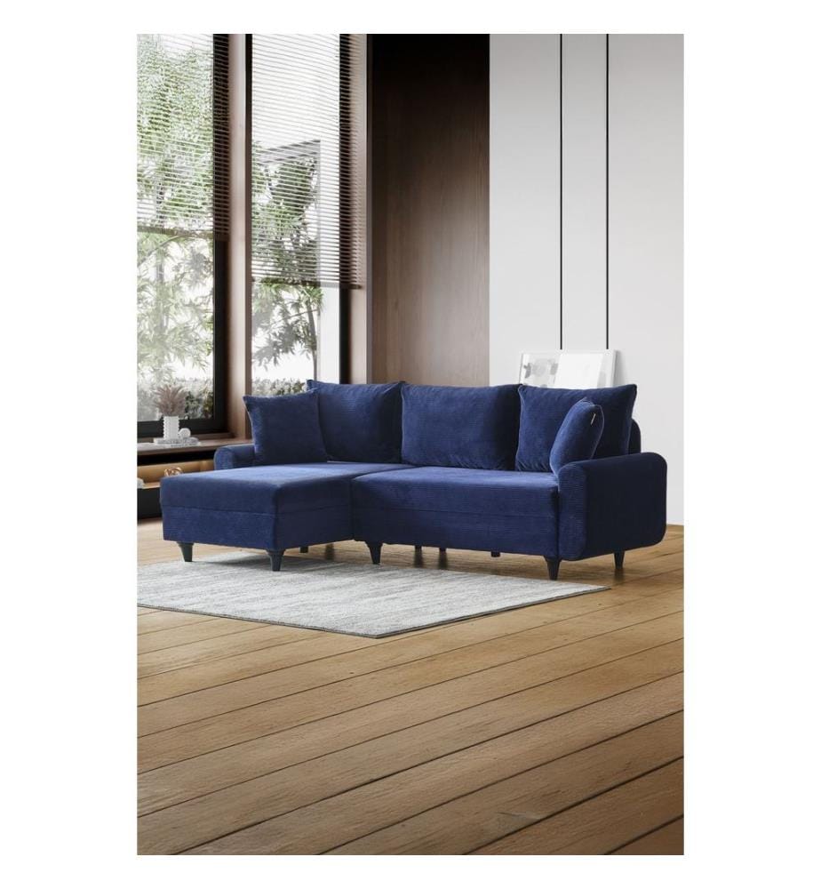 Canapé d'angle, 100 % métal, bleu marine