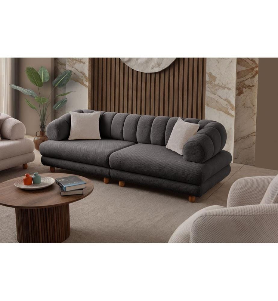 Canapé 3 places, 70 % corne / 30 % panneaux de particules mélaminés, anthracite