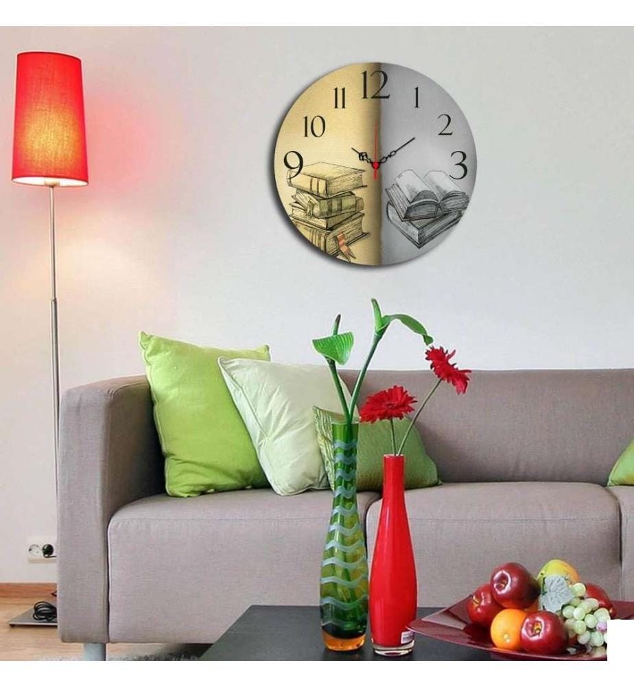 Horloge décorative en MDF, Multicolore, Mdf