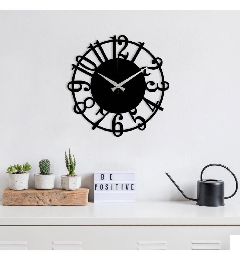 Horloge murale décorative en métal, noir, métal