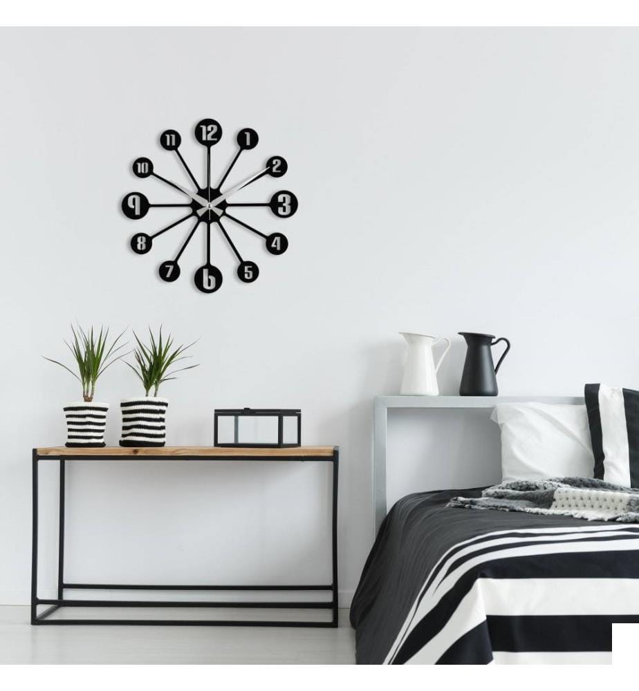 Horloge murale décorative en métal, noir, métal