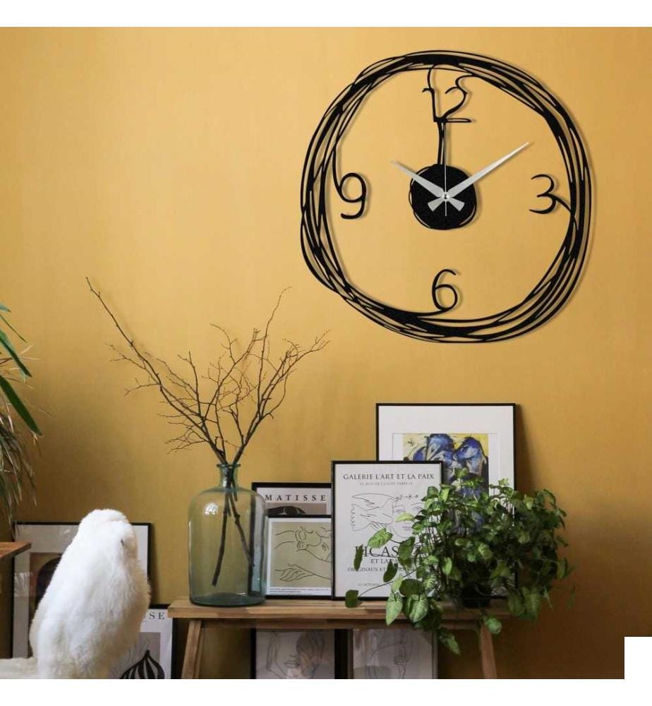 Horloge murale décorative en métal, noir, métal