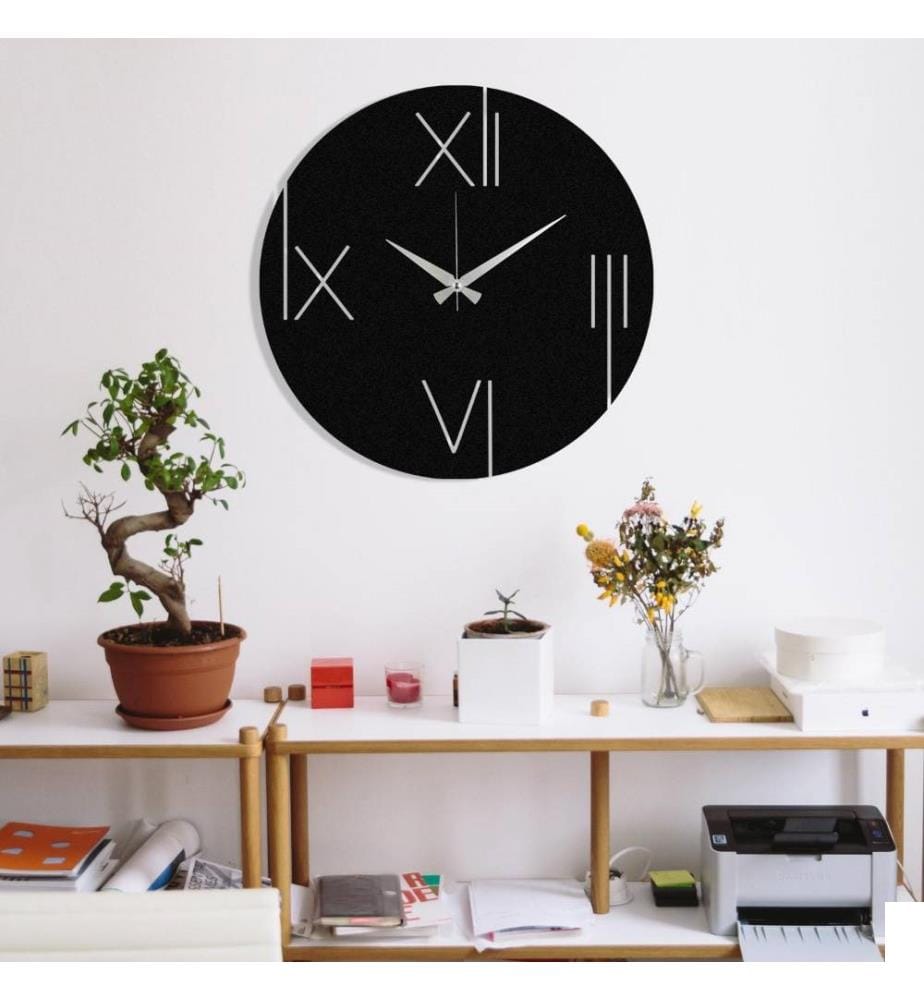 Horloge murale décorative en métal, noir, métal